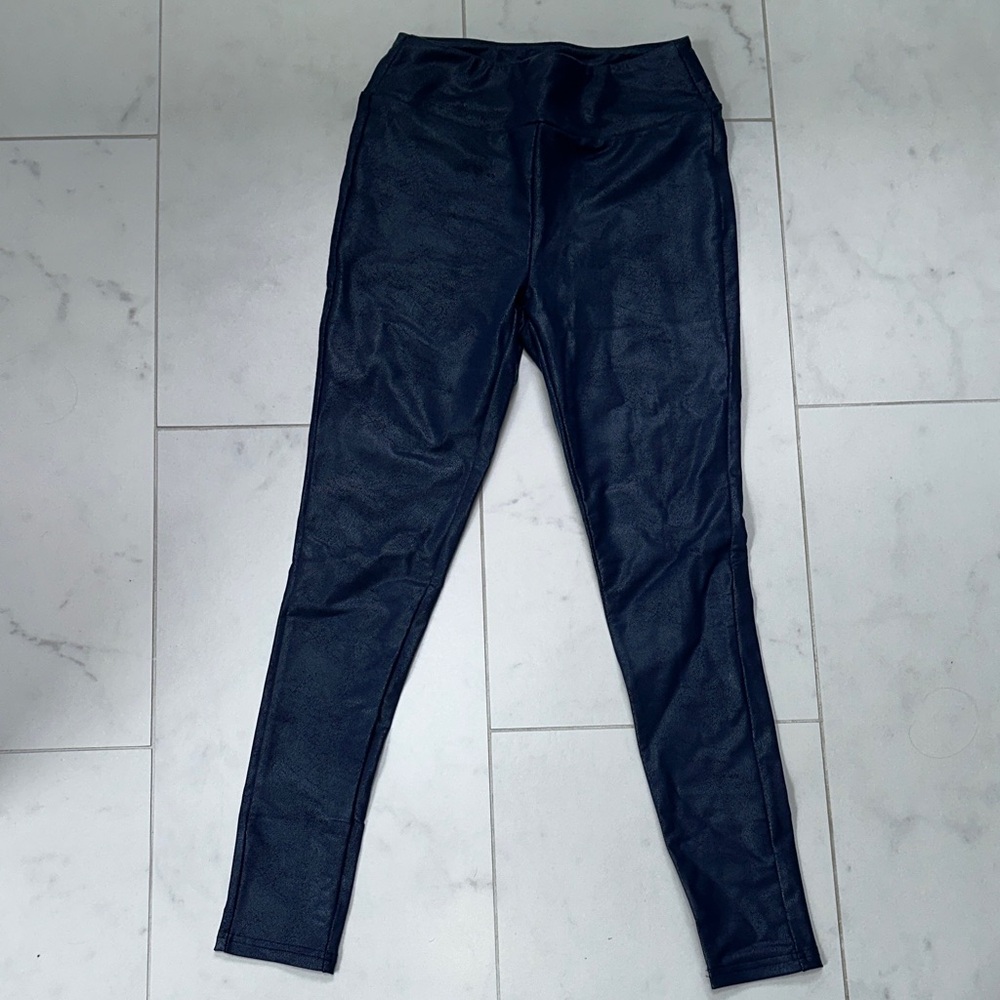 LuLaRoe Luxe Shiny Dark Blue Faux Leather Leggings